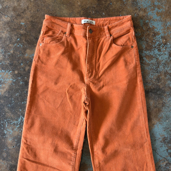 Rolla's East Coast Flare Corduroy Pants Size 29P Short Orange High Waist Altered - Picture 2 of 11